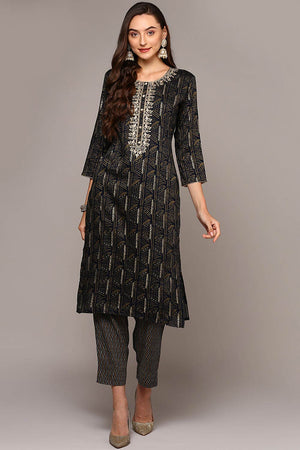 Blue Rayon Round Neck Kurti