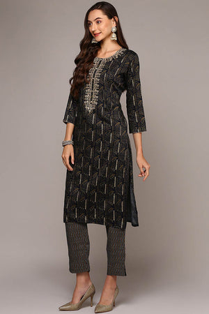 Blue Rayon Round Neck Kurti