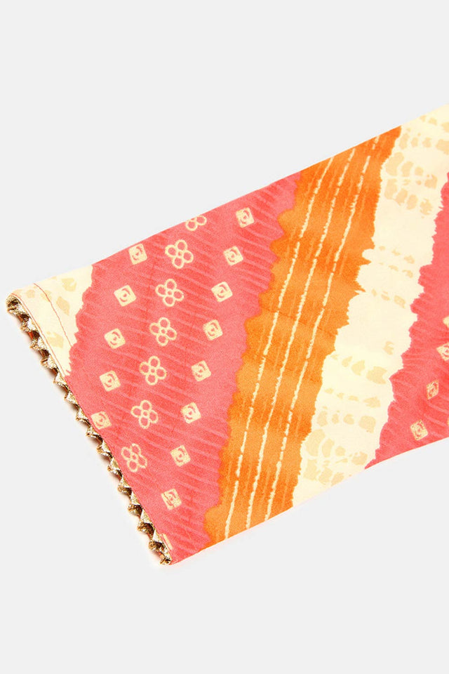 Pink Cotton Floral Print Round Neck Kurti