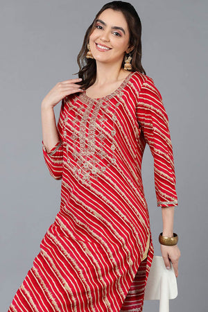 Pink Rayon Floral Print Round Neck Kurti