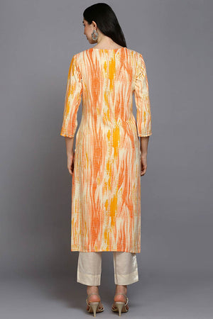 White Rayon Abstract Print Straight Kurti