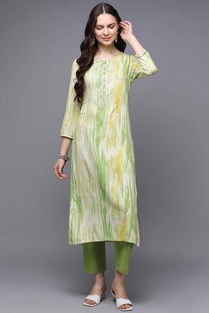 white Rayon Round Neck Kurti