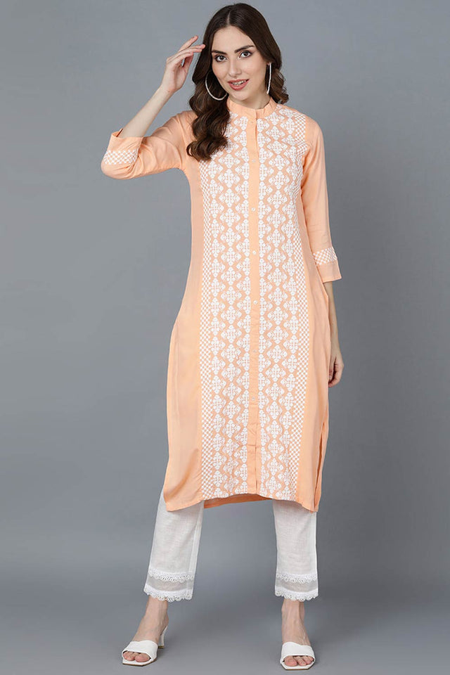 Pink Polysilk Embroidered Mandarin Collar Kurti