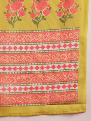 Green Rayon Blend Floral Printed Straight Kurti Pant With Dupatta