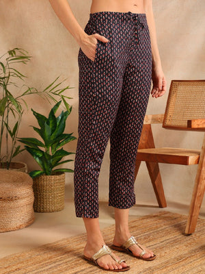 Black Rayon Blend Floral Printed Straight Kurti Pant With Dupatta