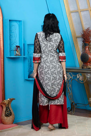 Maroon Embroidered Chanderi Straight Cut Suit Set