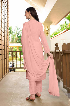 Pink Art Silk Embroidered Kurti Pant Set