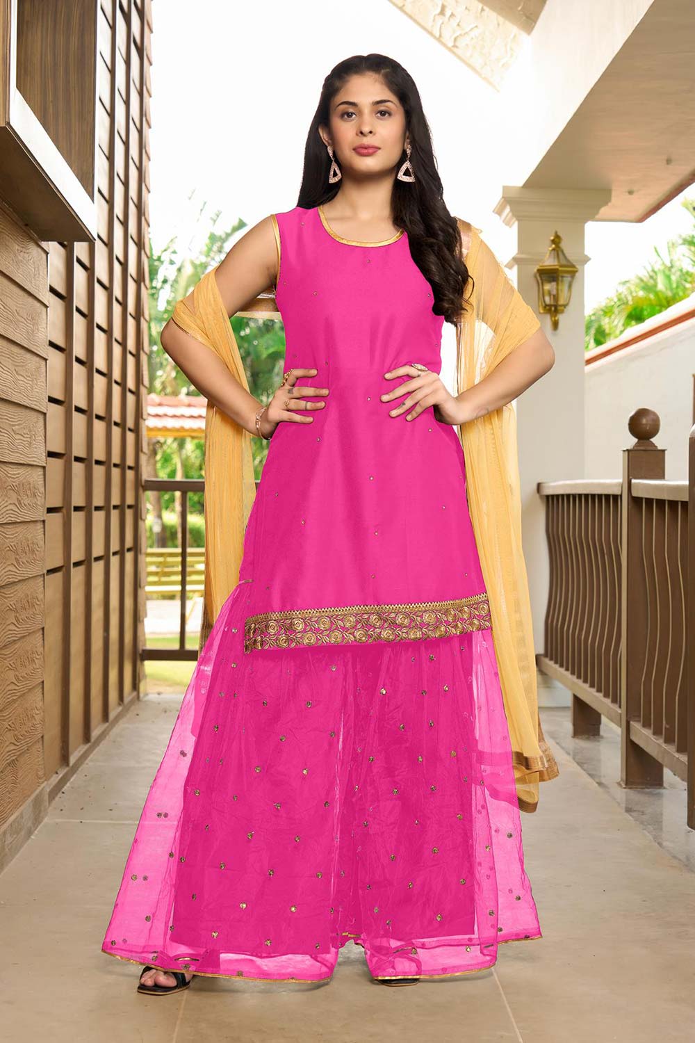 white christmas dresses Blue Color Cotton Gota Patti Work Printed Sharara Jaipuri Suit with Po –  fashionnaari main image 0