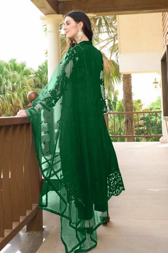 Green Embroidered Art Silk Kurti Pant Set (NC2222DSKD)