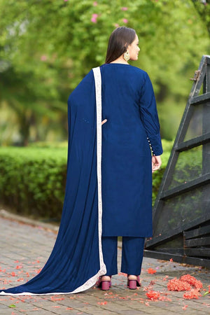 Violet Embroidered Art Silk Kurti Pant Set (NC2225CSKD)