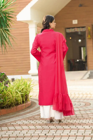 Pink Embroidered Art Silk Kurti Pant Set (NC2231ASKD)