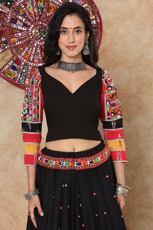 Black Embroidered Cotton Blouse (NCBL-004-BLCK)