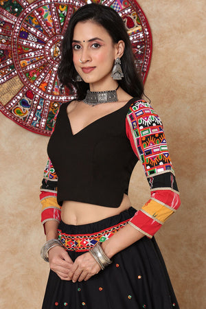 Black Embroidered Cotton Blouse (NCBL-004-BLCK)
