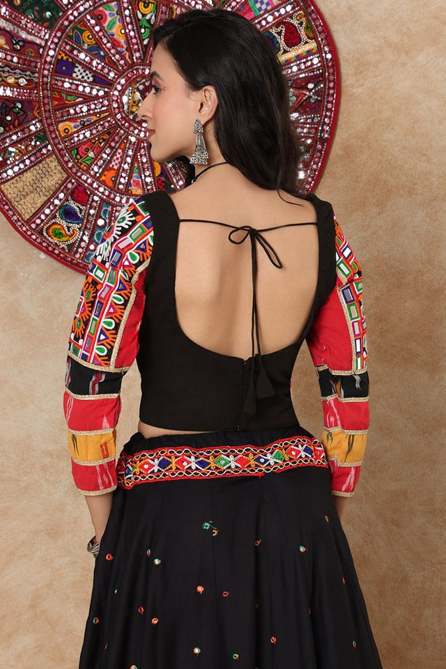 Black Embroidered Cotton Blouse (NCBL-004-BLCK)