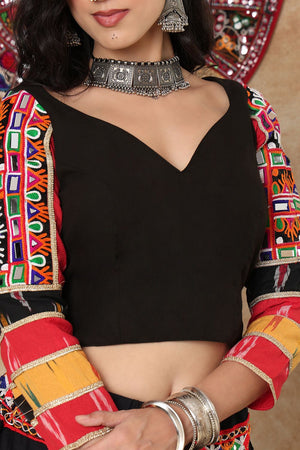 Black Embroidered Cotton Blouse (NCBL-004-BLCK)
