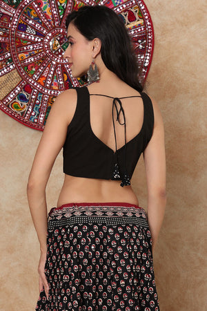 Black Printed Cotton Blouse (NCBL-011-BLCK)