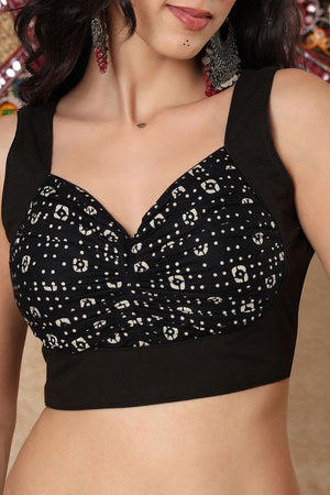 Black Printed Cotton Blouse (NCBL-011-BLCK)