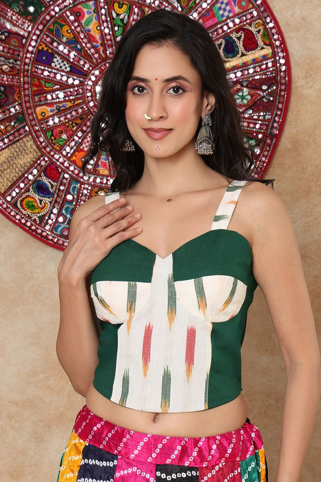 White Printed Cotton Blouse (NCBL-012-WHTE)