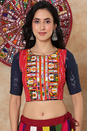 Red Embroidered Cotton Blouse (NCBL-015-RED)