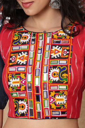 Red Embroidered Cotton Blouse (NCBL-015-RED)