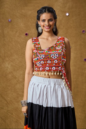 Maroon Cotton Embroidered Sleeveless Blouse