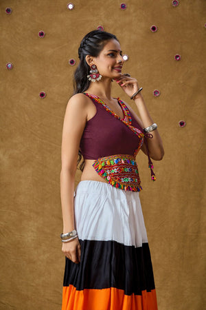 Wine Cotton Embroidered Sleeveless Blouse
