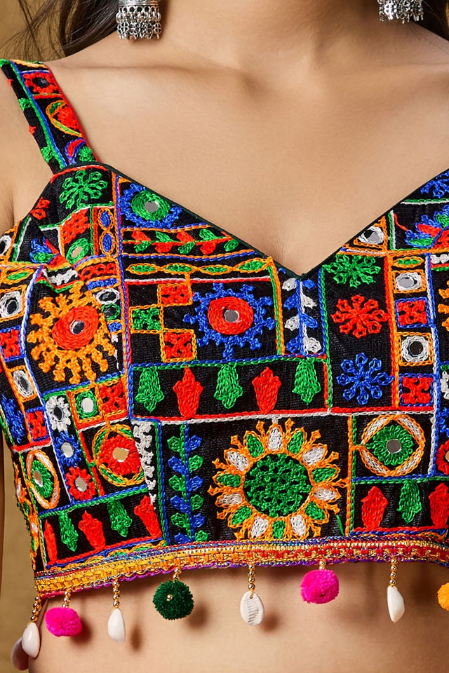 Red Cotton Embroidered Sleeveless Blouse