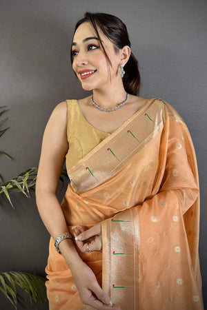 Peach Paithani Woven Tissue Saree (ND1003)