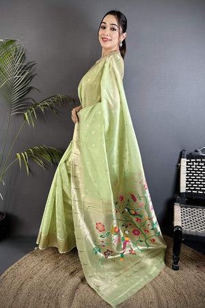 Green Paithani Woven Tissue Saree (ND1005)