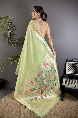 Green Paithani Woven Tissue Saree (ND1005)