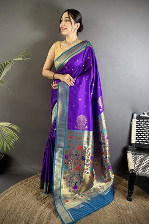 Purple Paithani Woven Silk Saree (ND304)