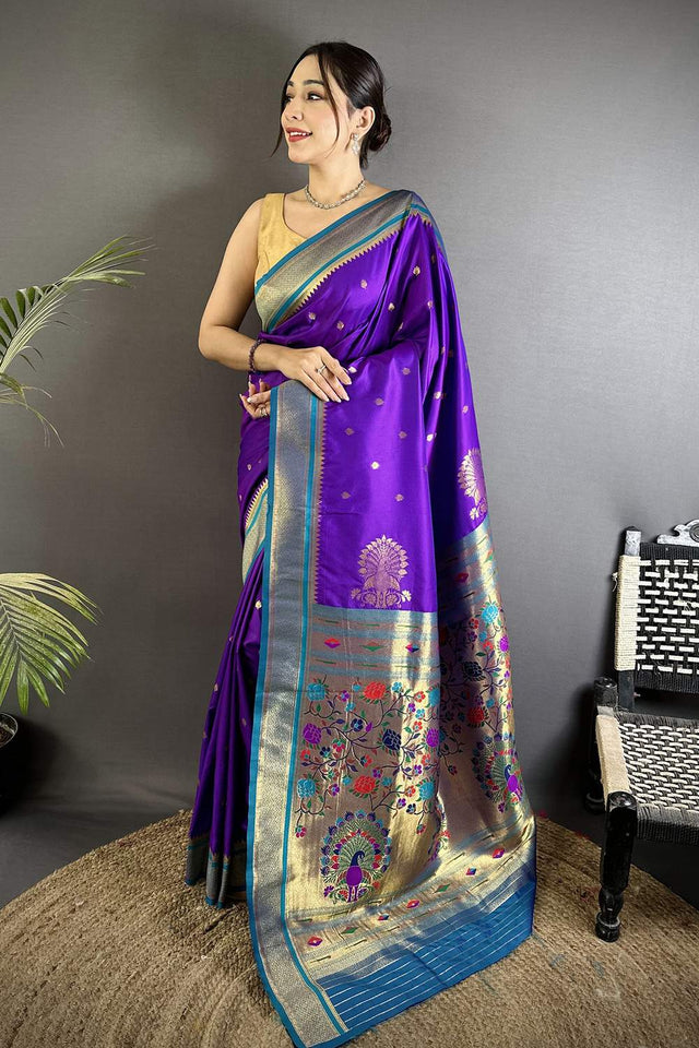 Purple Paithani Woven Silk Saree (ND304)