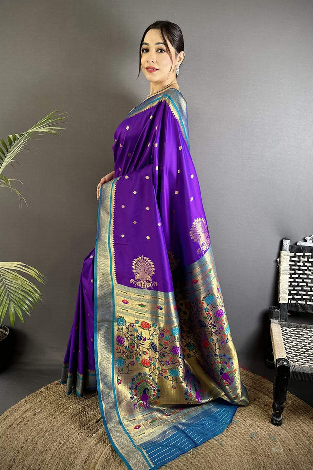 Purple Paithani Woven Silk Saree (ND304)
