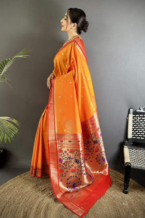 Orange Paithani Woven Silk Saree (ND305)