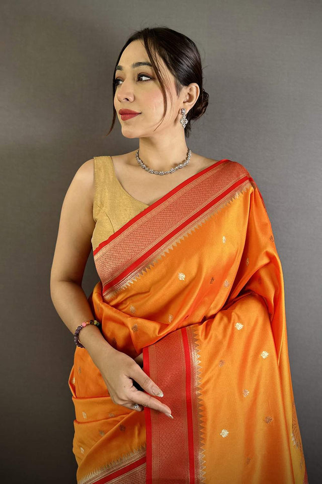 Orange Paithani Woven Silk Saree (ND305)