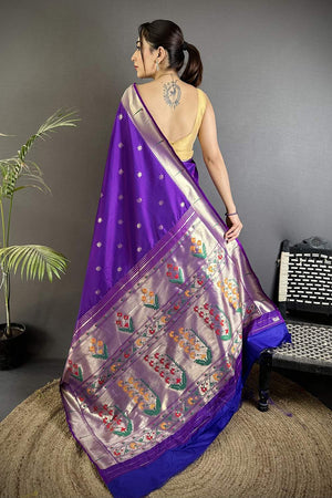 Purple Paithani Floral Woven Silk Saree (ND705)