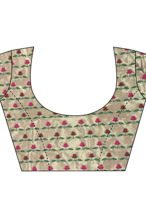 Peach Paithani Floral Woven Silk Saree (ND717)