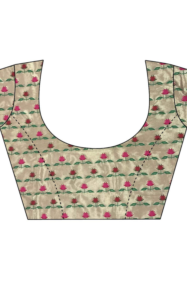 Peach Paithani Floral Woven Silk Saree (ND717)