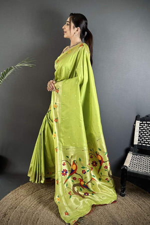 Green Paithani Woven Silk Saree (ND803)