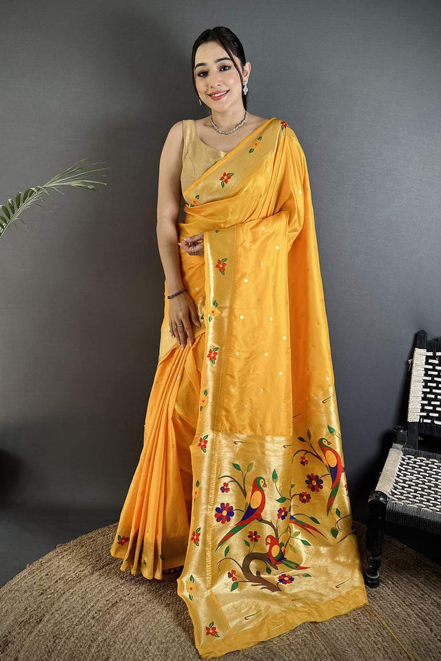 Yellow Paithani Woven Silk Saree (ND806)