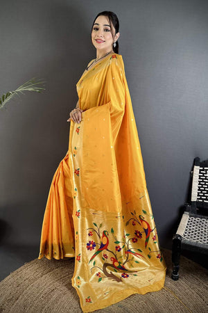 Yellow Paithani Woven Silk Saree (ND806)
