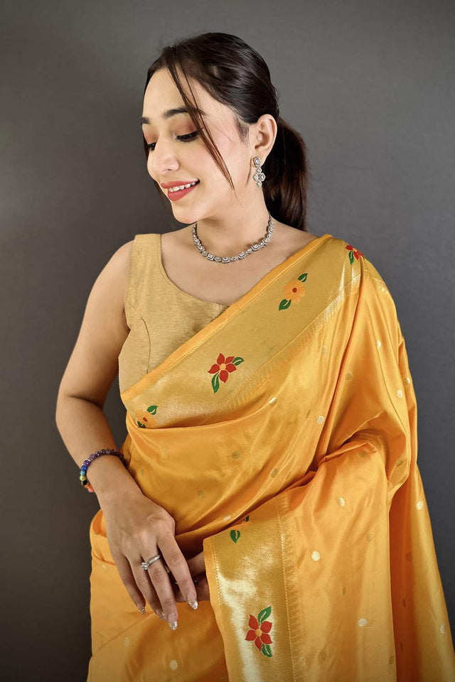 Yellow Paithani Woven Silk Saree (ND806)