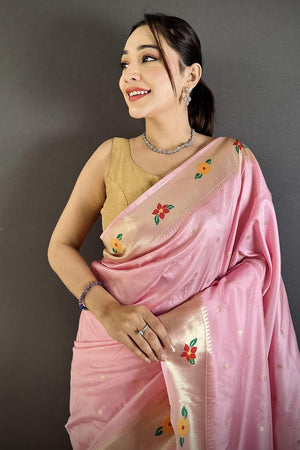 Pink Paithani Woven Silk Saree (ND807)