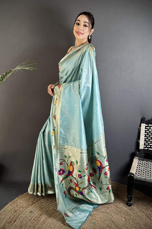 Blue Paithani Woven Silk Saree (ND812)