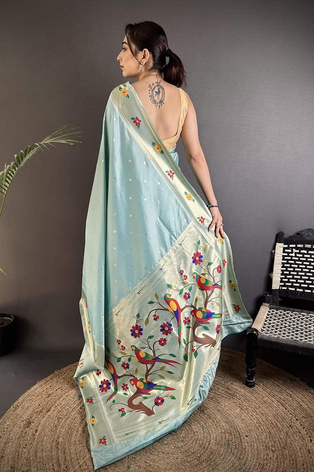 Blue Paithani Woven Silk Saree (ND812)