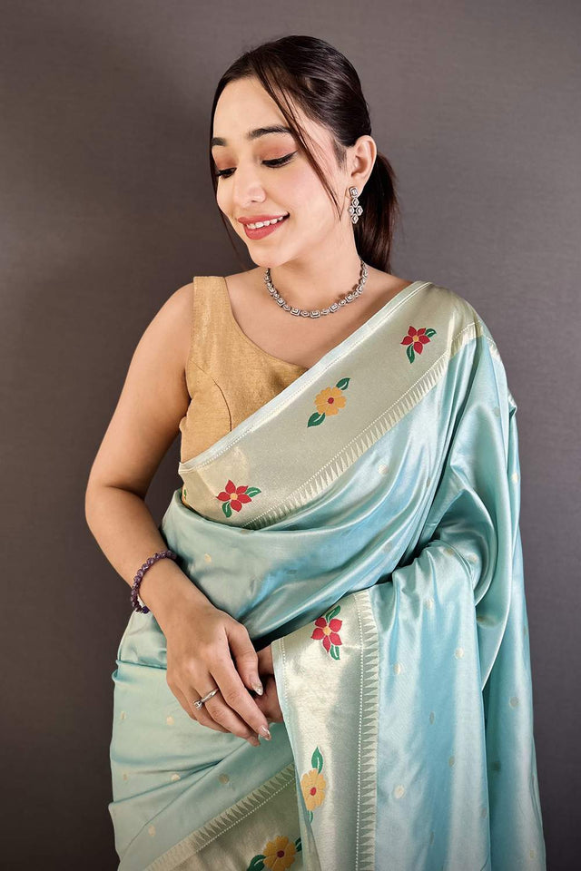 Blue Paithani Woven Silk Saree (ND812)