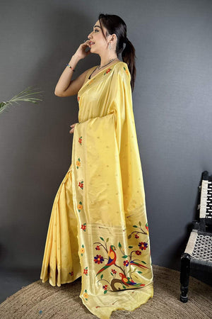 Yellow Paithani Woven Silk Saree (ND813)