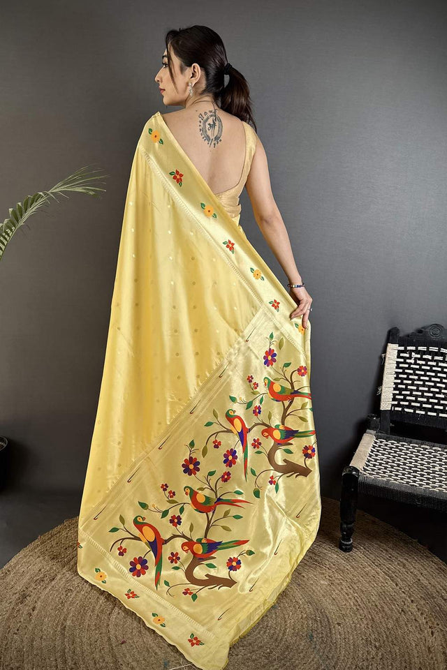 Yellow Paithani Woven Silk Saree (ND813)