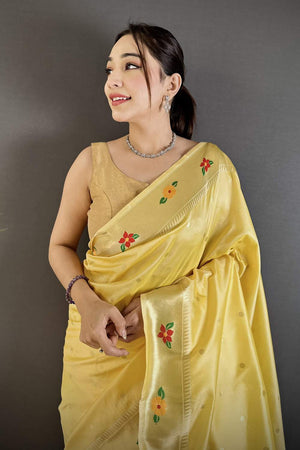 Yellow Paithani Woven Silk Saree (ND813)