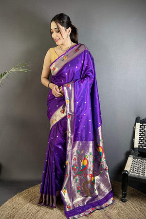 Purple Paithani Woven Silk Saree (ND821)